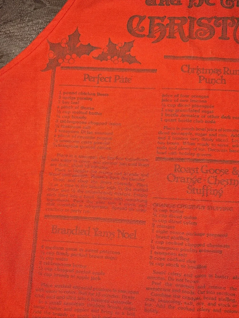 1978 Vintage Christmas Recipe Apron Holiday Apron Eat Drink Be Merry Christmas